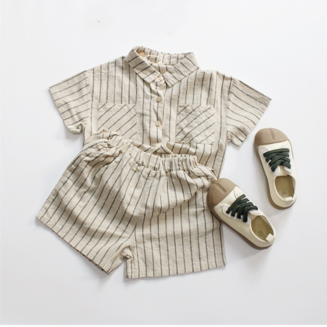 Striped Linen Shirt and Shorts set