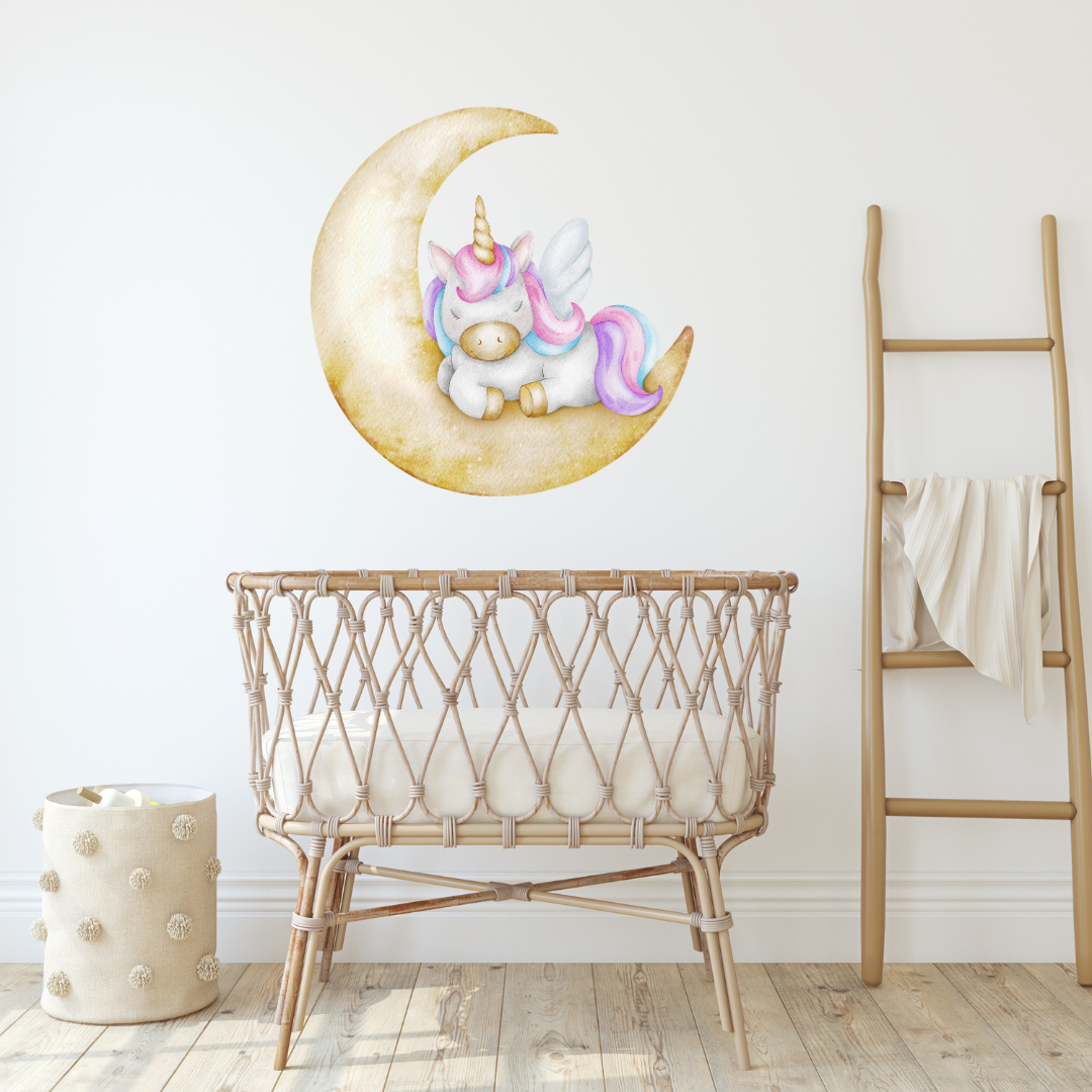 Unicorn Sleeping on the Moon Wall Decal