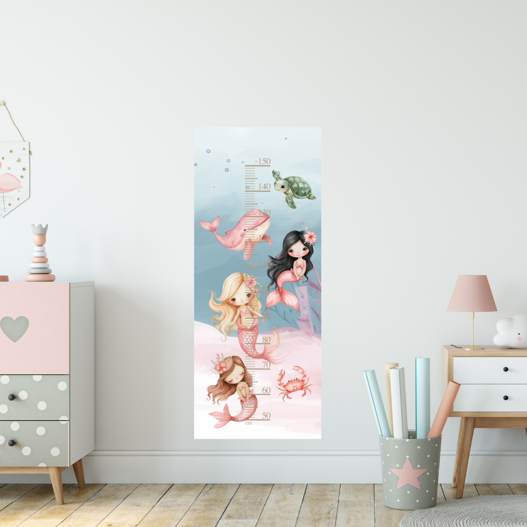 Mermaids and Ocean Friends Height Chart Wall Decal