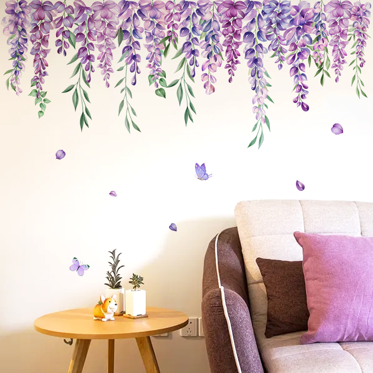 Purple Hanging Foliage Wall Stickers