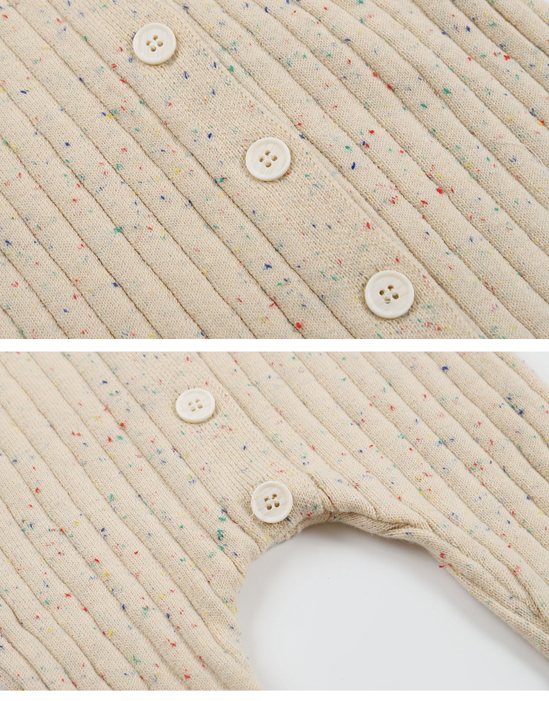 Speckle Beige Cotton Knitted Romper