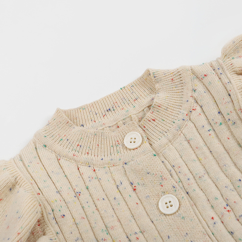 Speckle Beige Cotton Knitted Romper