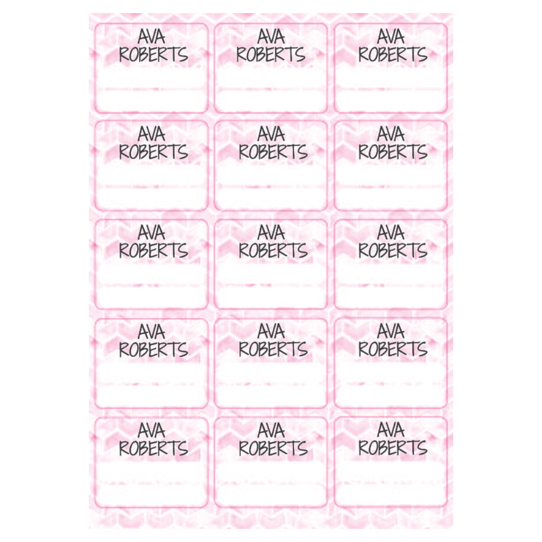 Pink Chevron Large Subject Label - 15 pack