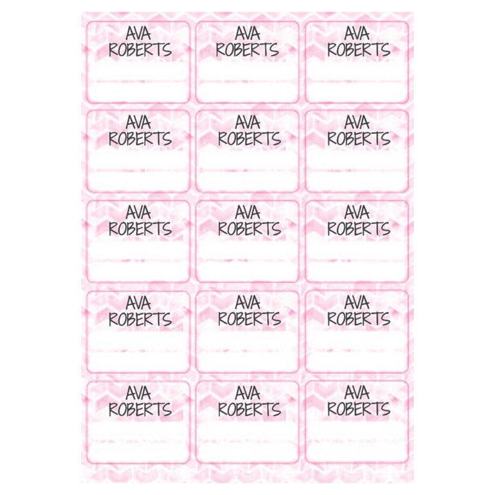 Pink Chevron Large Subject Label - 15 pack
