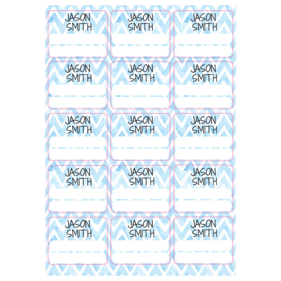 Blue Chevron Large Subject Label - 15 pack