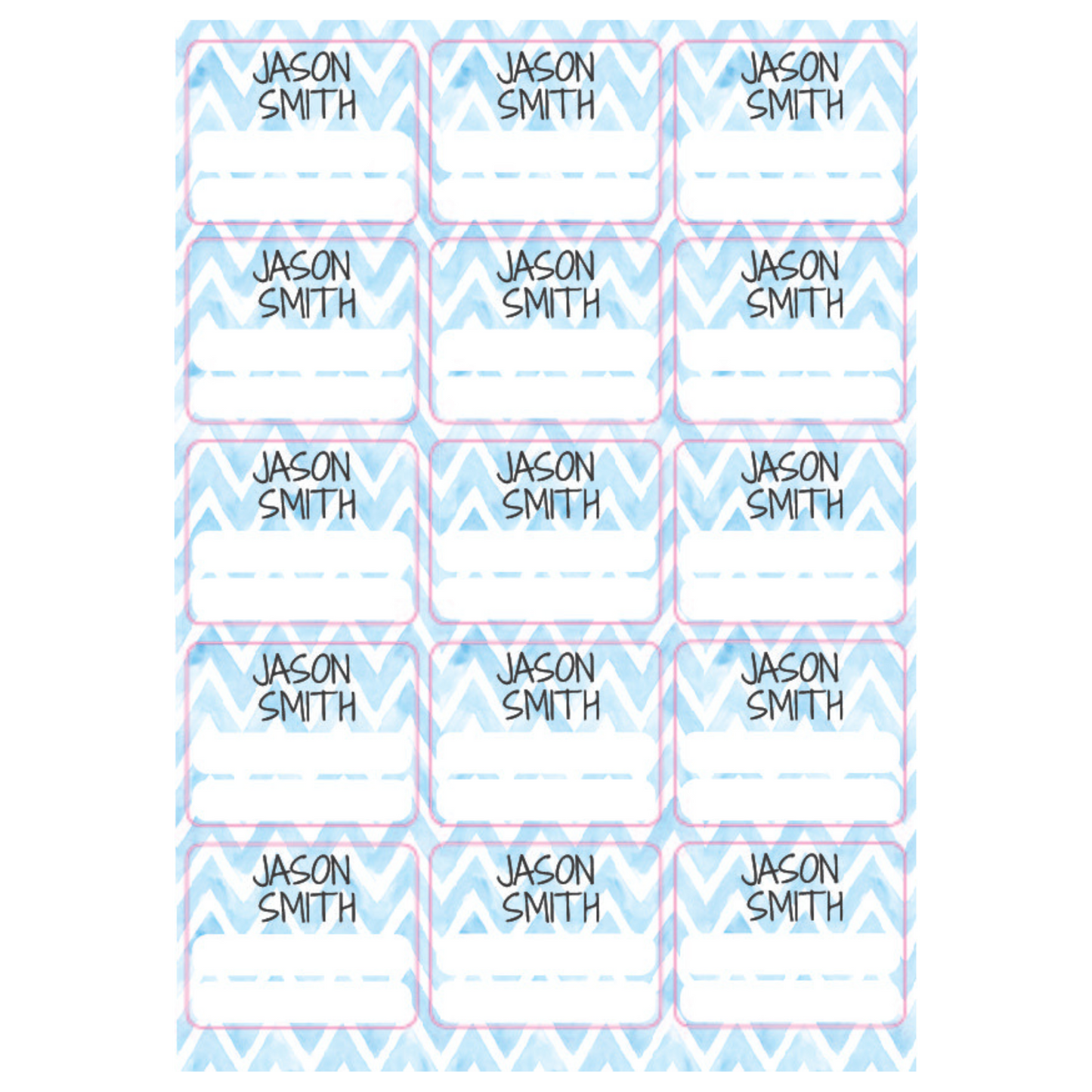 Blue Chevron Large Subject Label - 15 pack