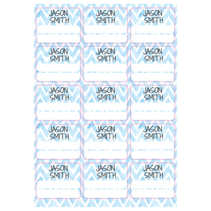 Blue Chevron Large Subject Label - 15 pack