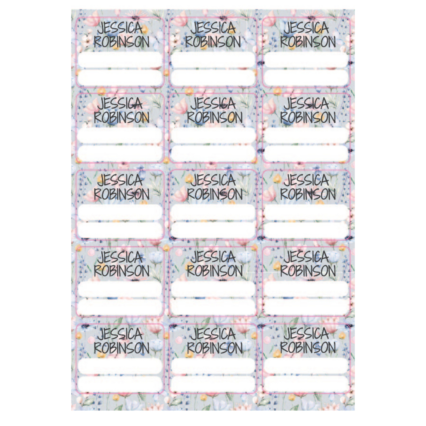 Floral Large Subject Label - 15 pack