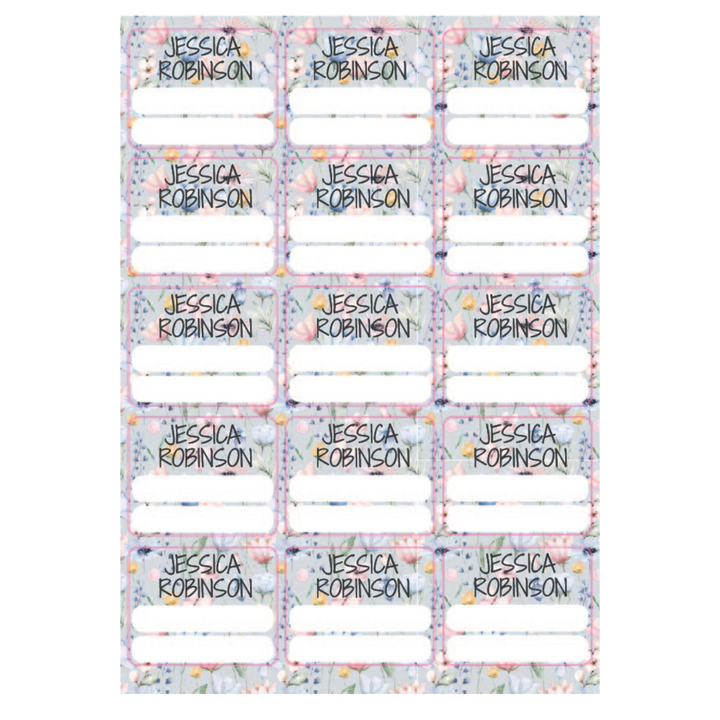 Floral Large Subject Label - 15 pack