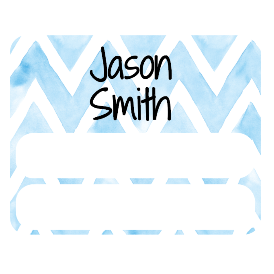 Blue Chevron Large Subject Label - 15 pack