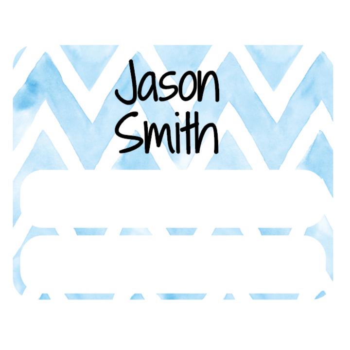 Blue Chevron Large Subject Label - 15 pack