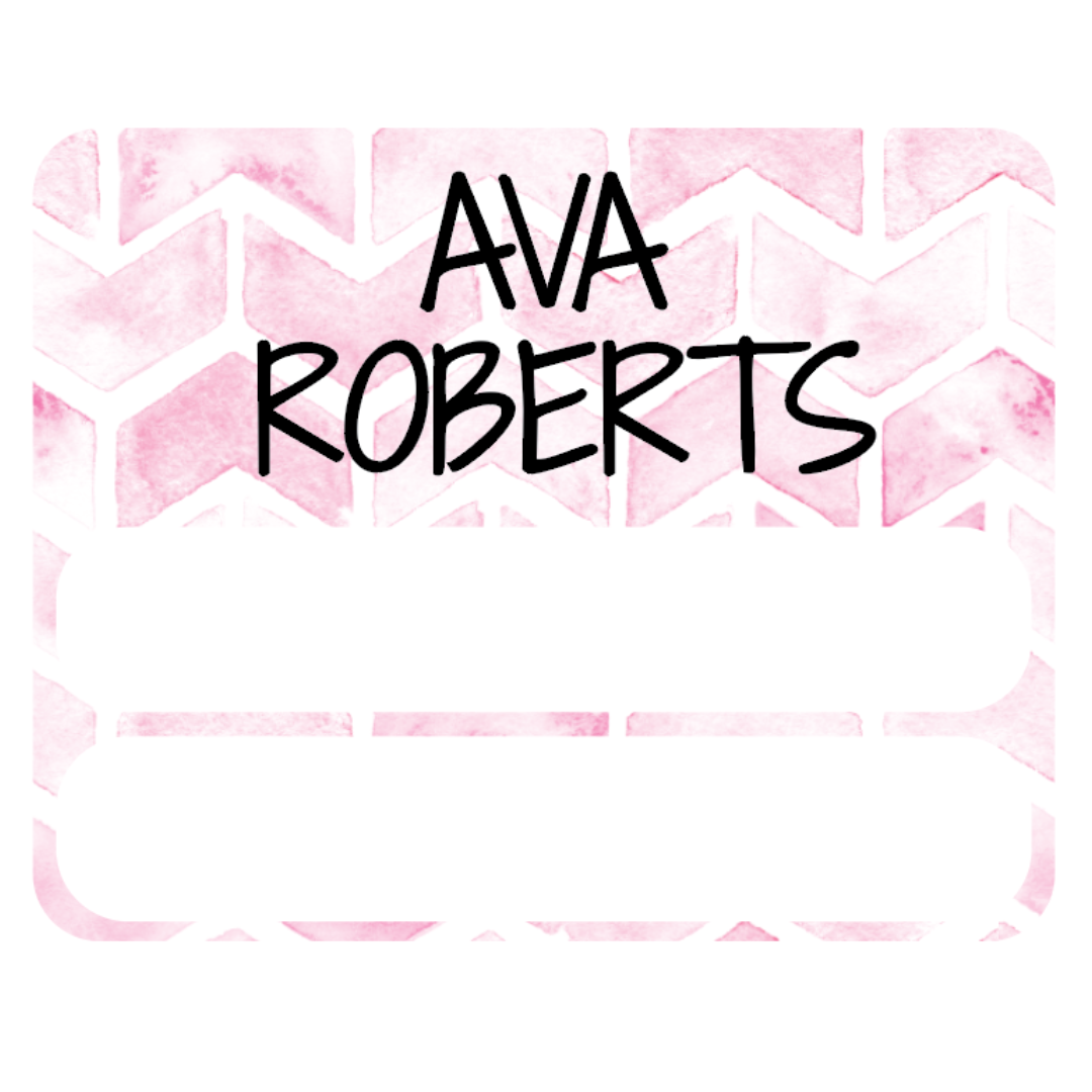 Pink Chevron Large Subject Label - 15 pack