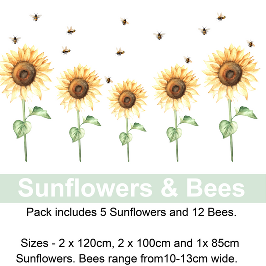 Sunflowers & Bees Wall Stickers