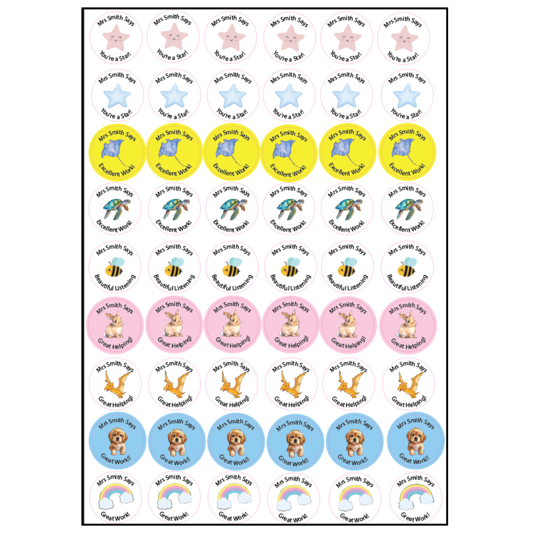 Personalised Teacher Stickers – Pack of 48