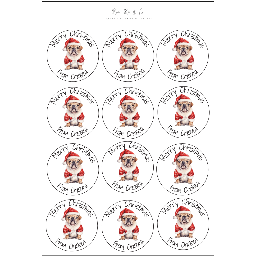 Personalised Dog Christmas Stickers – 12 Pack