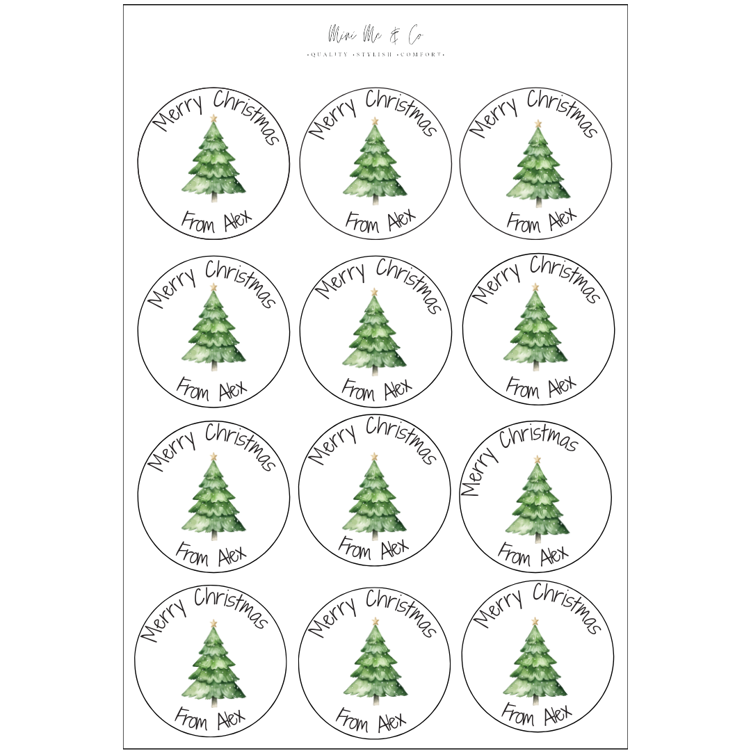 Personalised Christmas Tree Stickers – 12 Pack