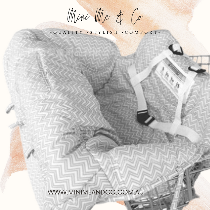 Universal Shopping Trolley Cover: Fits all trolleys with wide leg holes for comfort, plus a front zipper pocket for convenient access to essentials like snacks and keys.