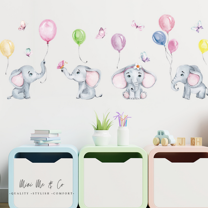 adorable nursery wall decal featuring a playful baby elephant, ideal for creating a joyful atmosphere