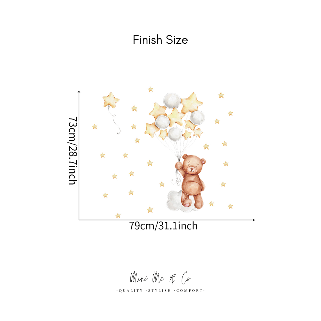 Fabric Teddy in the Stars Wall Stickers