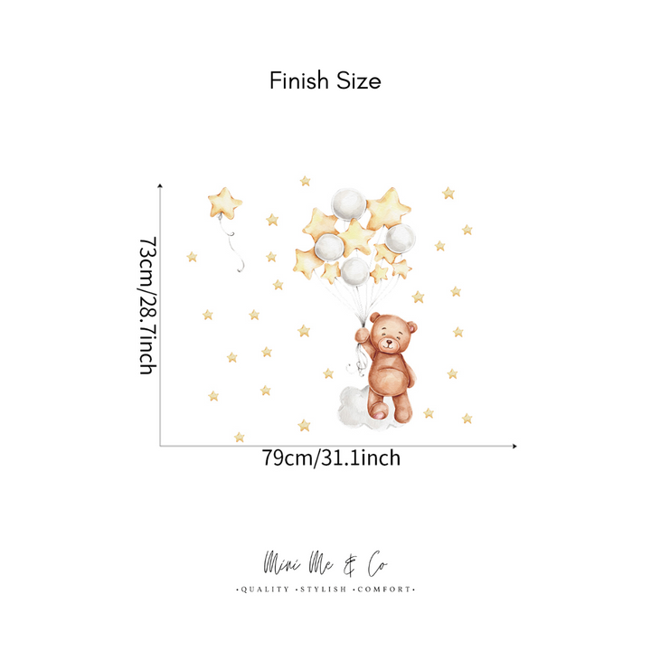 Fabric Teddy in the Stars Wall Stickers