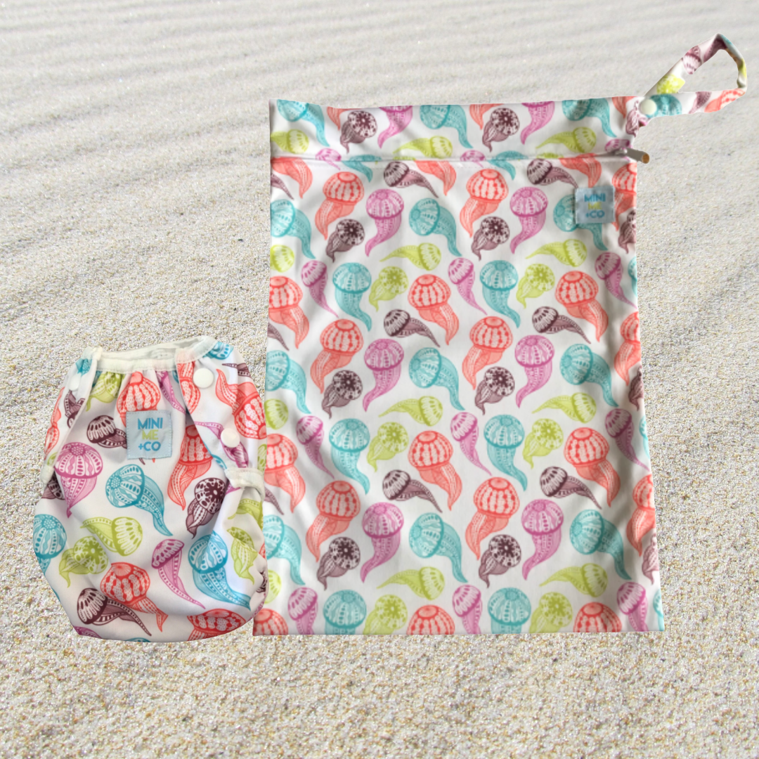 Reusable Swim Nappy and Waterproof Wet Bag - Jellyfish