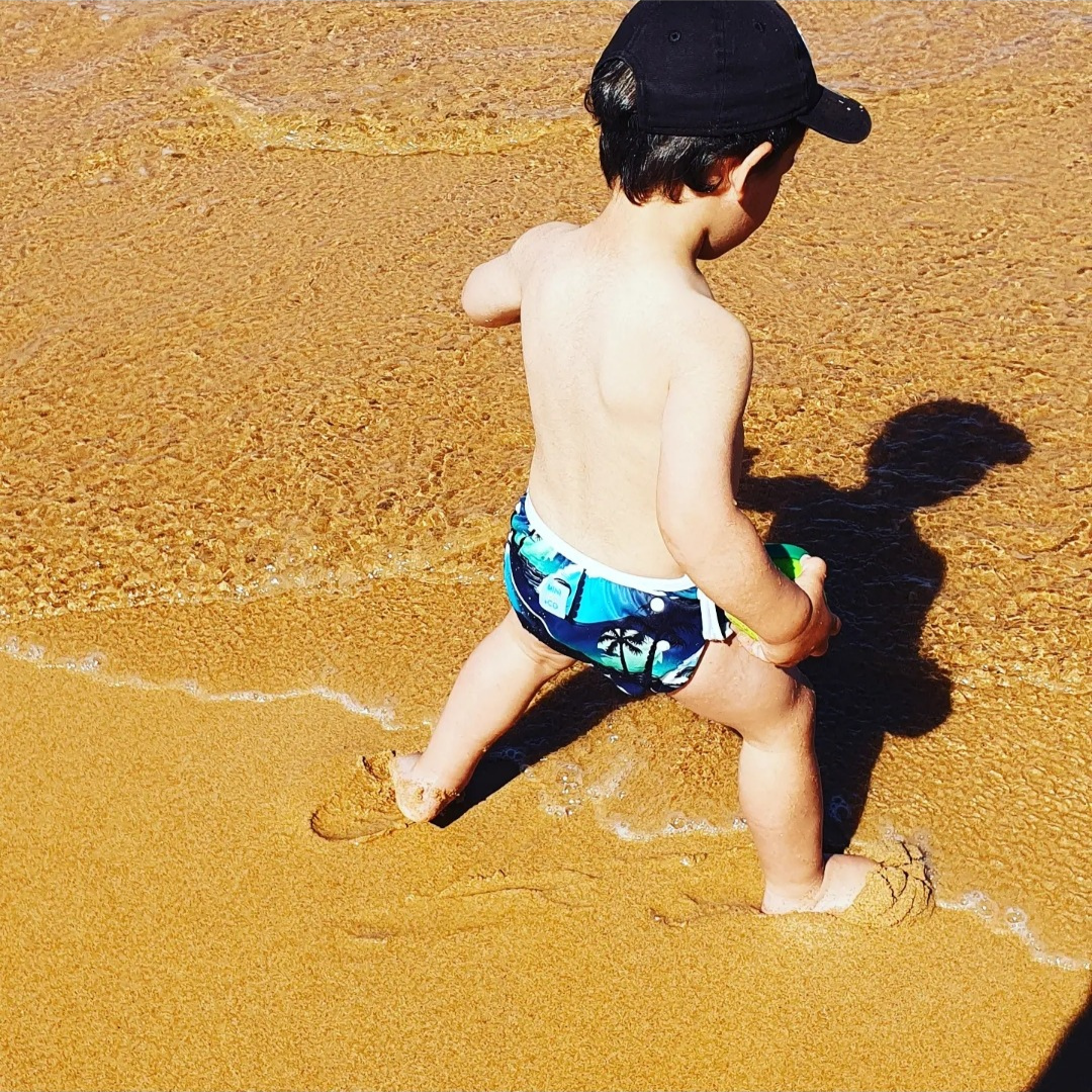 Reusable Swim Nappy and Waterproof Wet Bag - Palm Tree