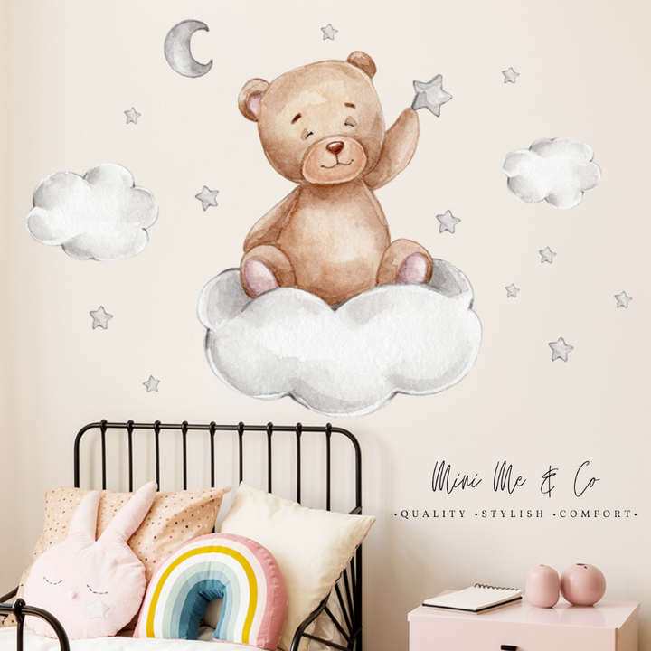 Fabric Sleepy Teddy Wall Stickers