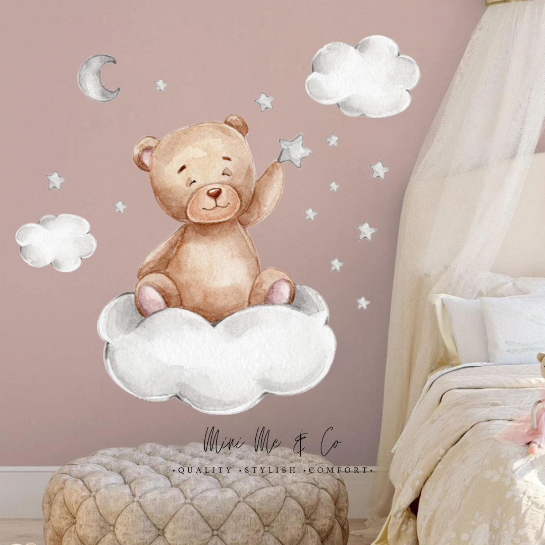 Fabric Sleepy Teddy Wall Stickers