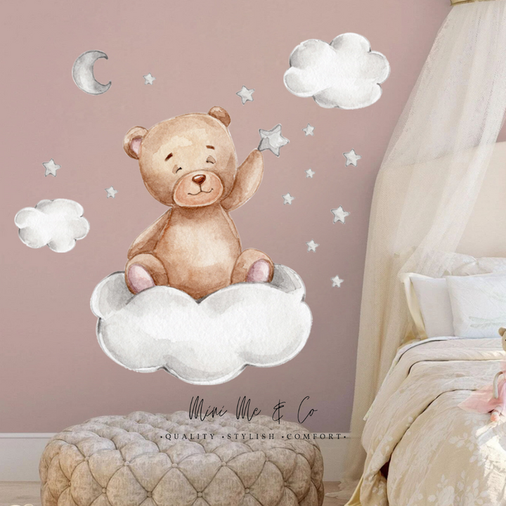 Fabric Sleepy Teddy Wall Stickers