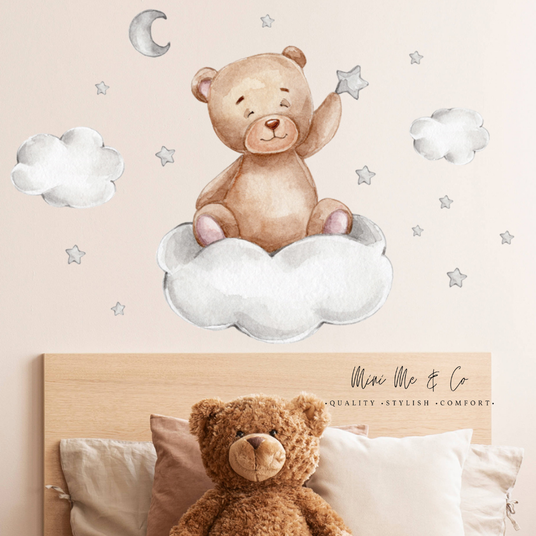 Fabric Sleepy Teddy Wall Stickers