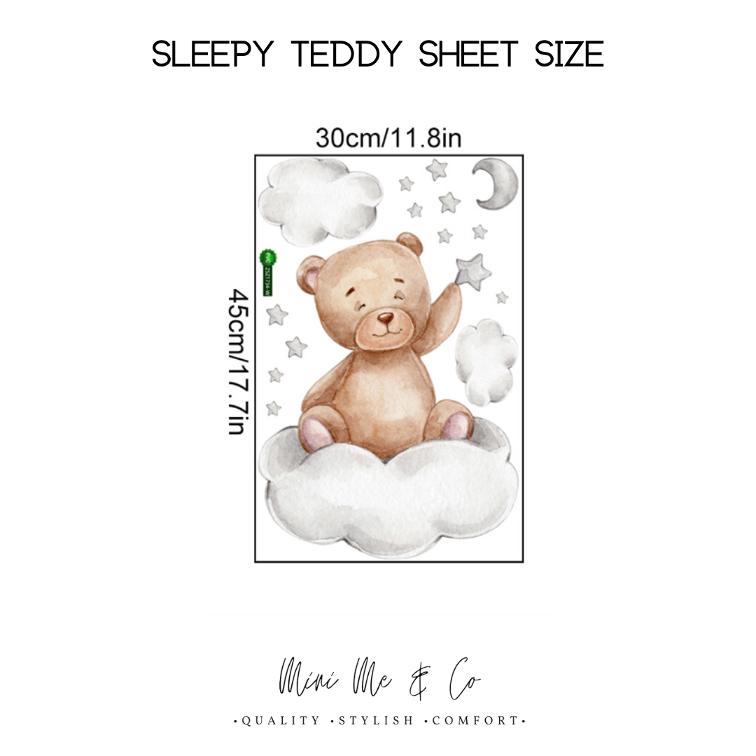 Fabric Sleepy Teddy Wall Stickers