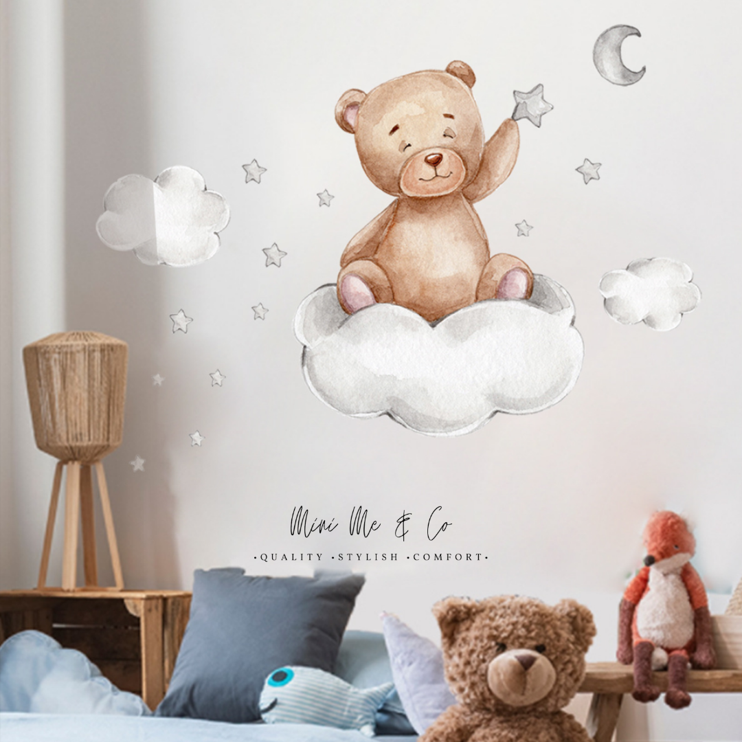 Fabric Sleepy Teddy Wall Stickers