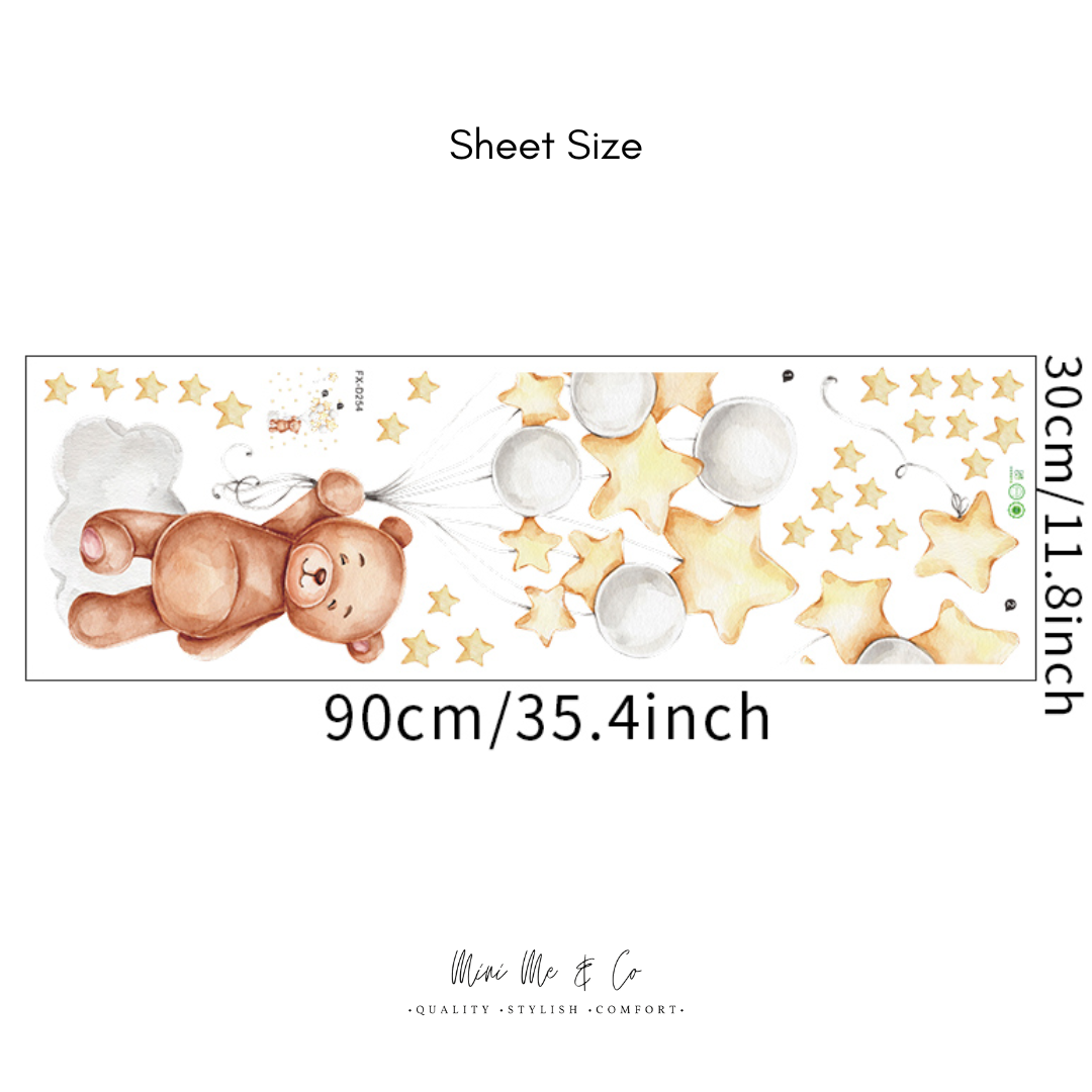 Fabric Teddy in the Stars Wall Stickers
