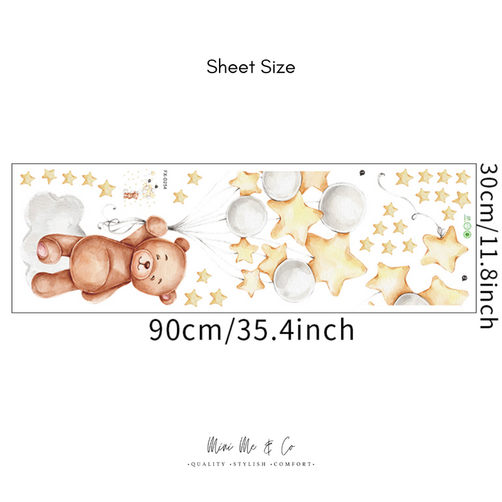 Fabric Teddy in the Stars Wall Stickers