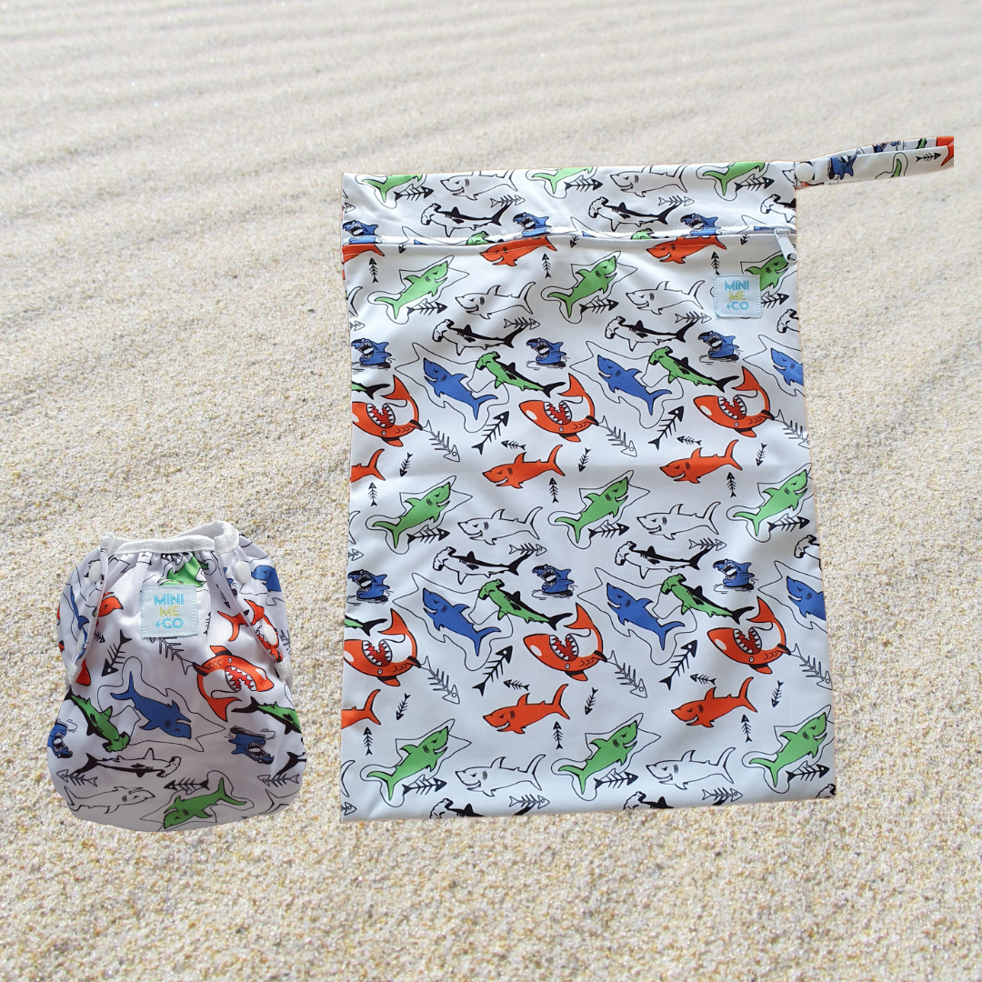 Reusable Swim Nappy and Waterproof Wet Bag - Shark