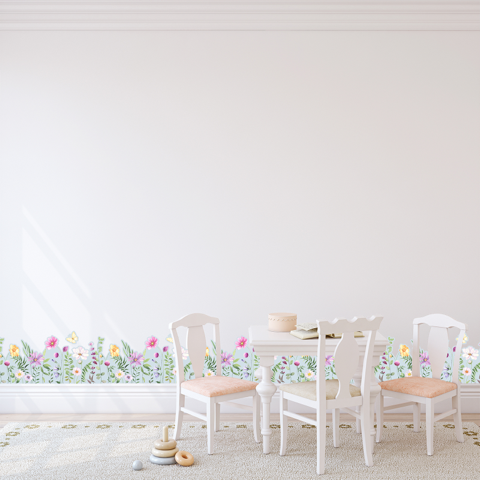 Wildflower Border Fabric Wall Stickers