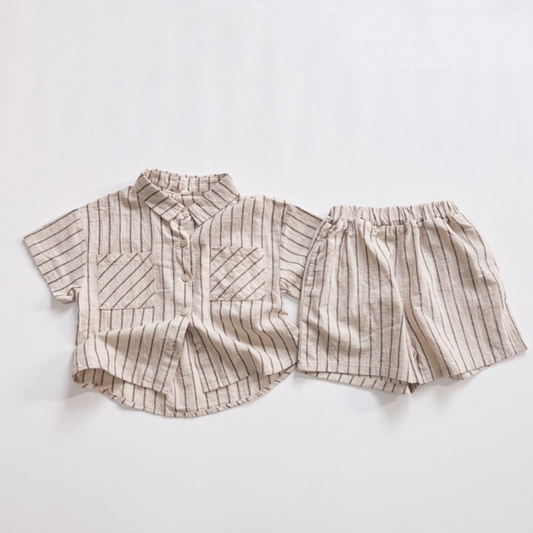 Striped Linen Shirt and Shorts set