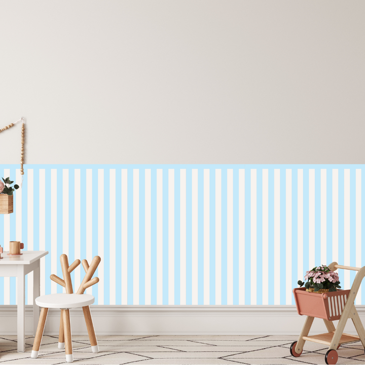 Blue & Beige Stripes Half Wall Panel Decals