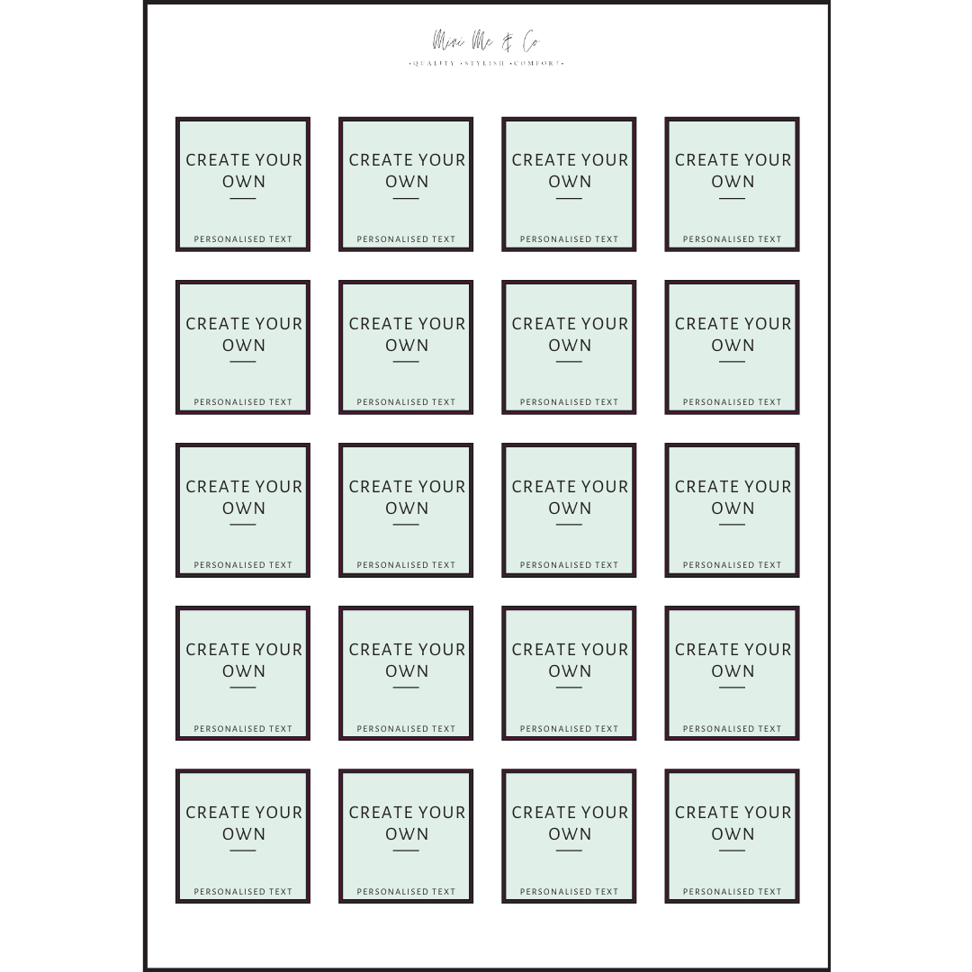 Personalised Spice Labels – Square Vinyl Stickers (Pack of 20)