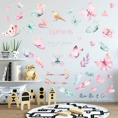 Fabric Fairies and Flowers Wall Stickers