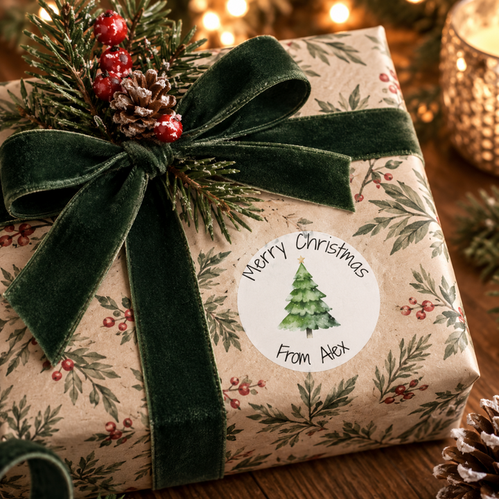Personalised Christmas Tree Stickers – 12 Pack