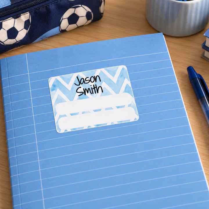 Blue Chevron Large Subject Label - 15 pack