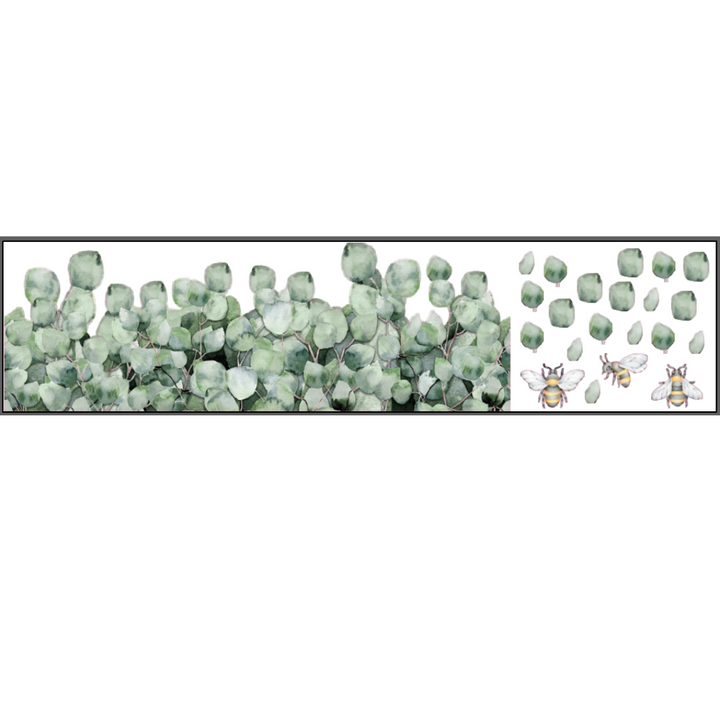 Jungle Greenery Border and Bees Wall Decal