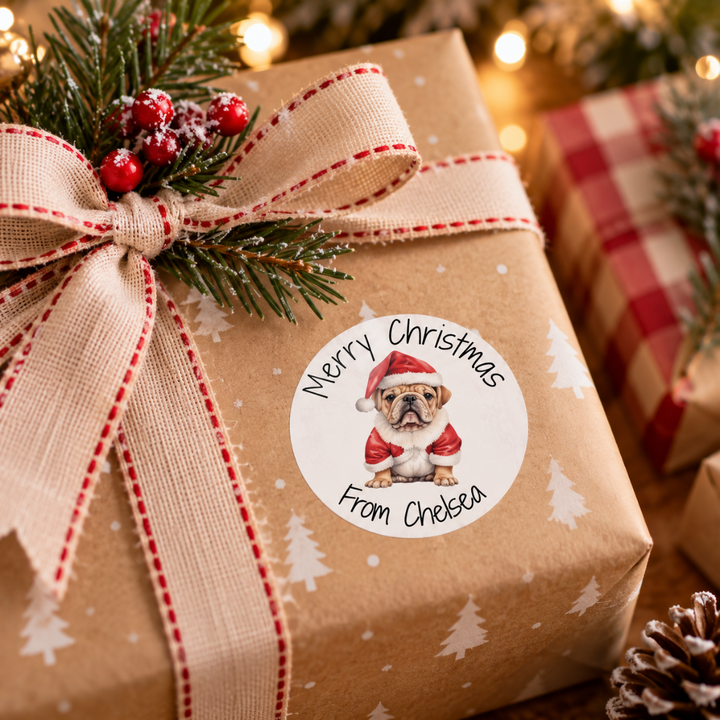 Personalised Dog Christmas Stickers – 12 Pack