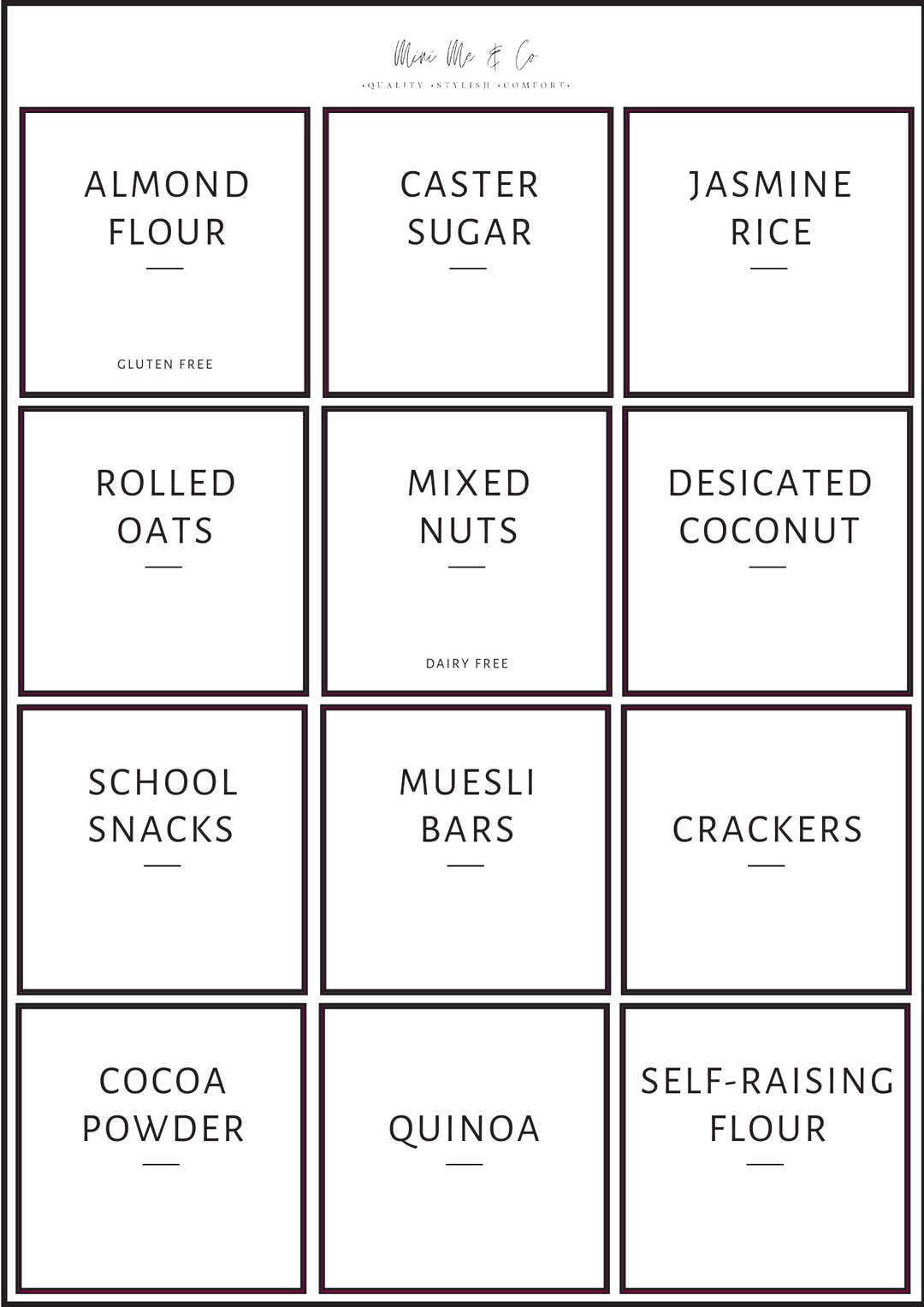 Pantry Labels – Square Vinyl Stickers (Pack of 12)