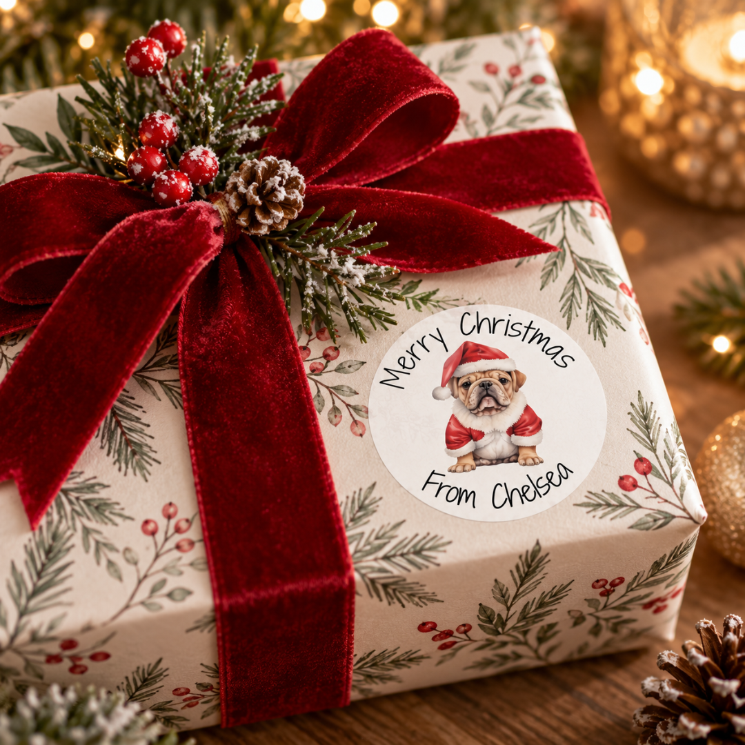 Personalised Dog Christmas Stickers – 12 Pack
