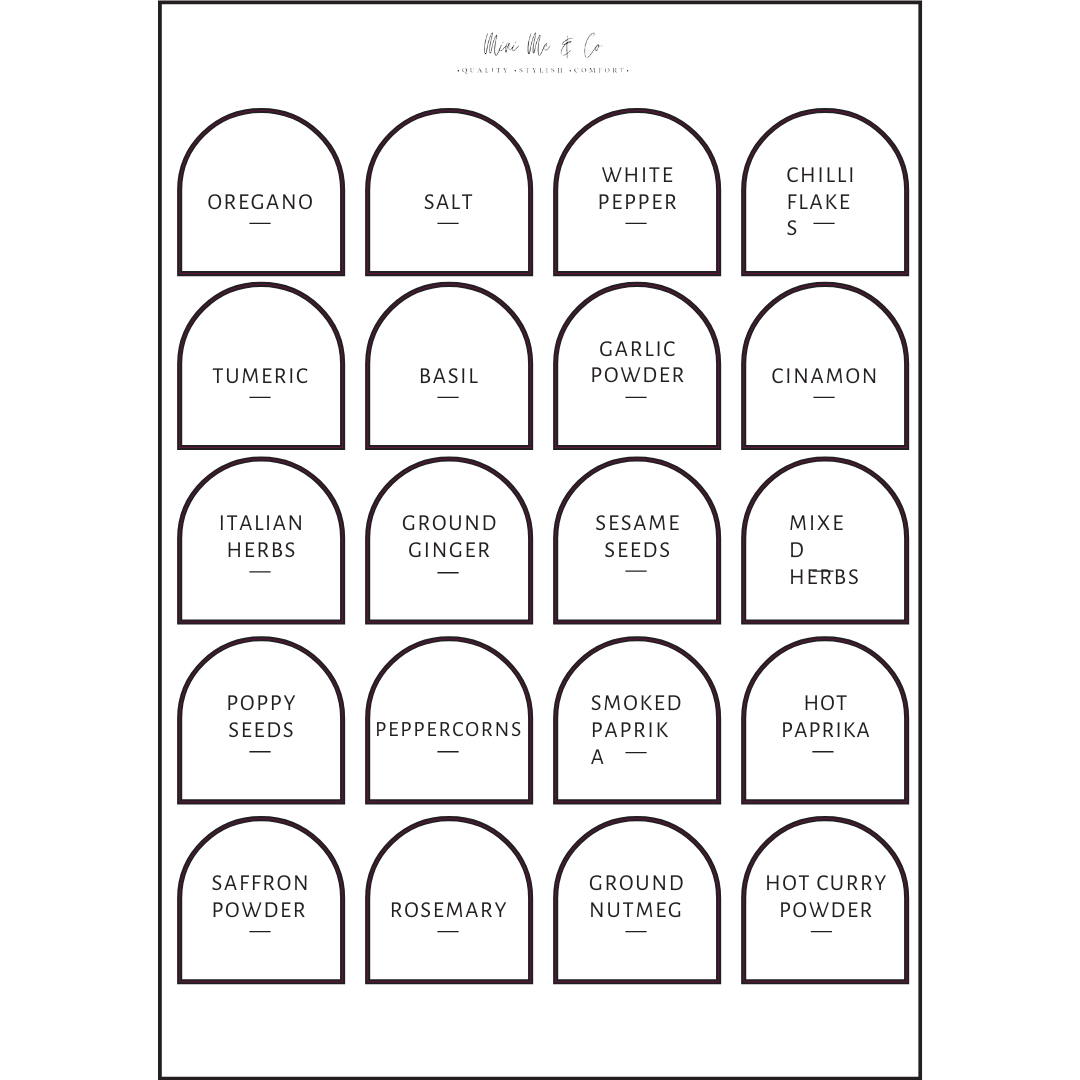 Spice Labels – Arch Vinyl Stickers (Pack of 20)