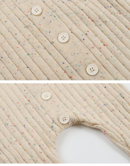 Speckle Beige Cotton Knitted Romper