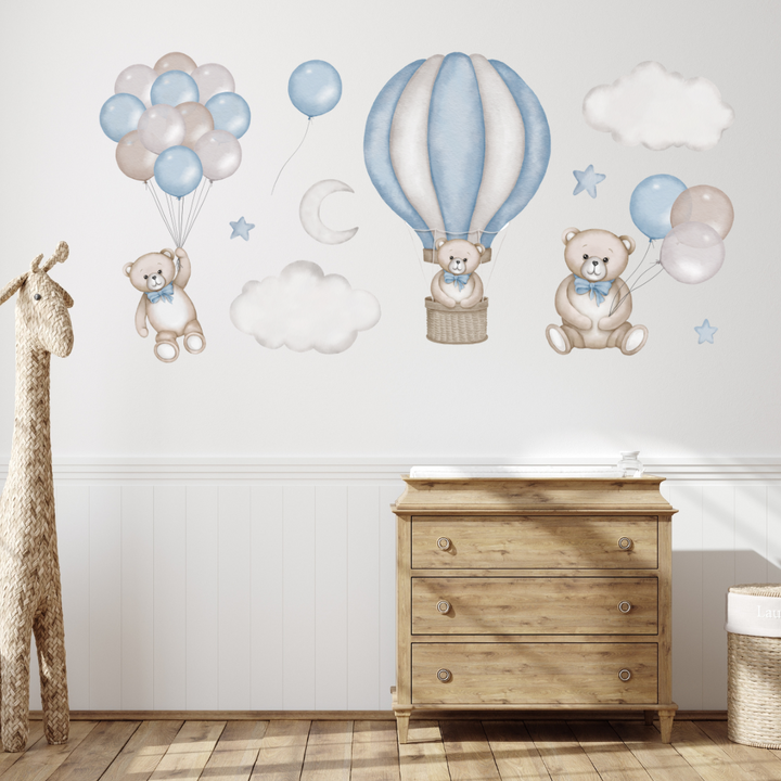 Teddies with Balloons Fabric Wall Decals