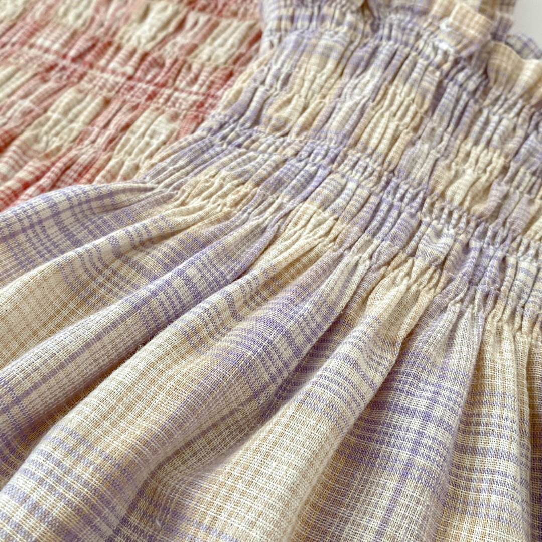 Baby Plaid Romper & Sun Hat Set – Pink or Purple